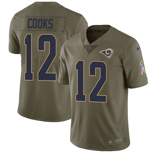 Nike Rams #12 Brandin Cooks Olive Men's Stitched NFL Limited Salute To Service Jersey